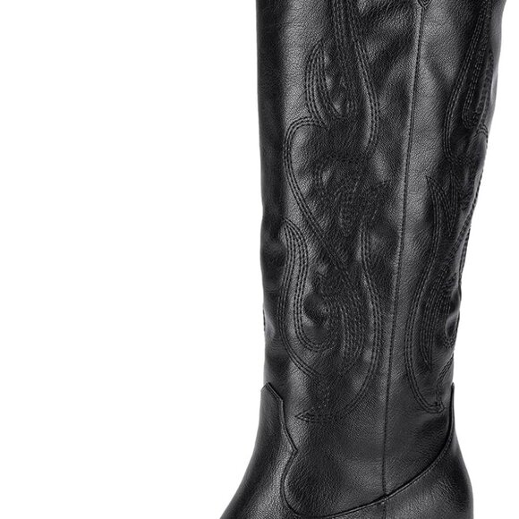 Western Cowboy Boots for Women - Knee High Wide Calf Cowgirl Boots with Classic
